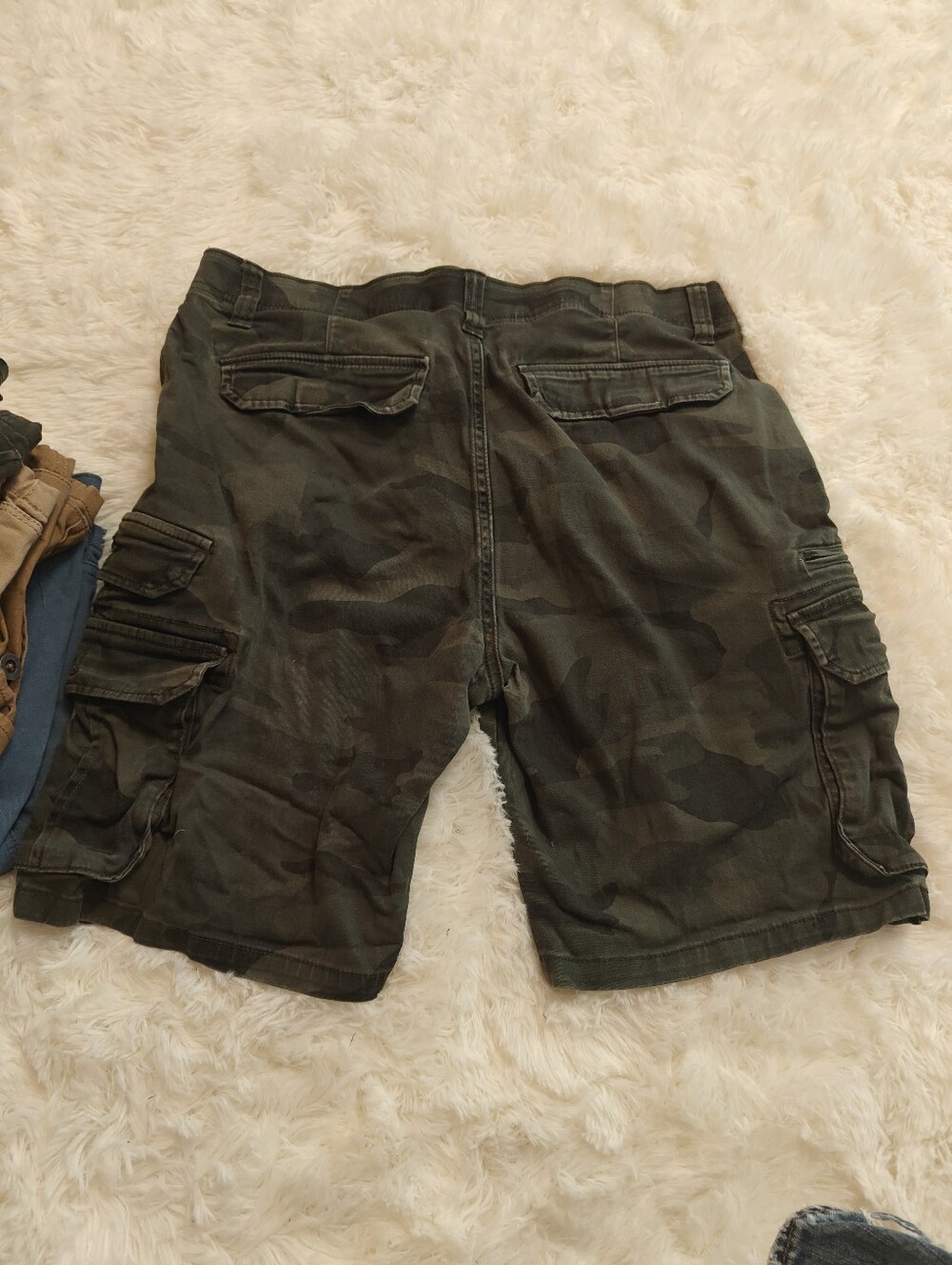 (Bundle Of 6) Men's Cargo Shorts - Olive Camo, Tan, Blue, Light Brown Size 34 - Picture 5 of 9